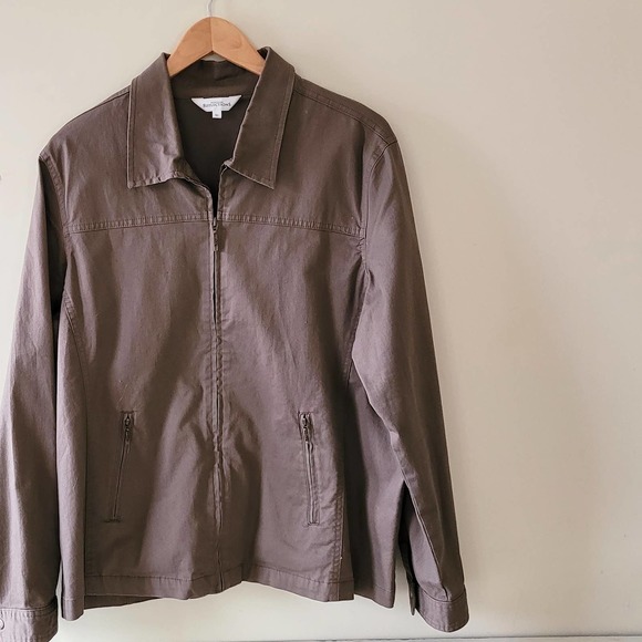 Northern Reflections Jackets & Blazers - Northern Reflections Brown Lightweight Twill Cotton Blend Zip Jacket Size XL